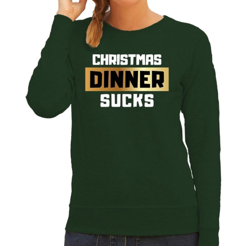 Foute Kersttrui Christmas dinner sucks groen voor dames M (38) -