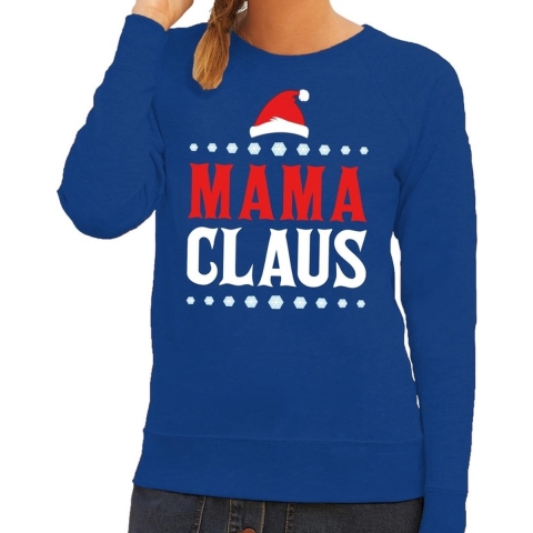 Foute kersttrui mama claus blauw dames M (38) -