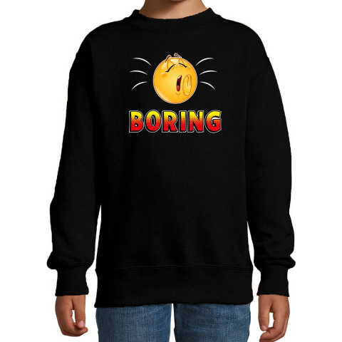 Funny emoticon sweater Boring zwart kids 12-13 jaar (152/164) -