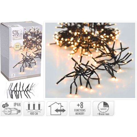 Clusterverlichting warm - wit buiten - 576 lampjes - 400 cm -