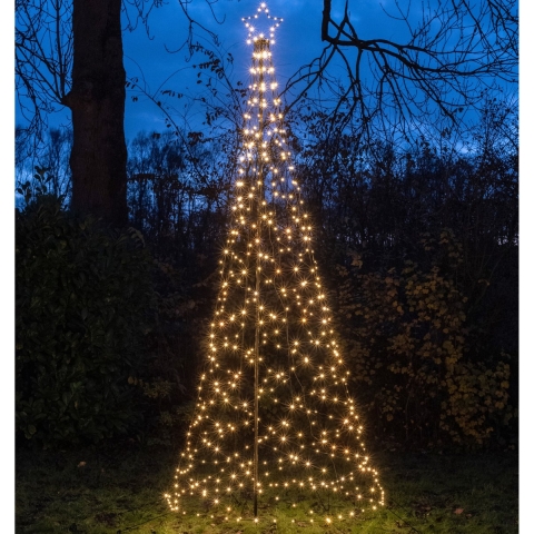 Vlaggenmast kerstboom met ster - 480 leds - 320 cm - warm wit?- kerstverlichting -