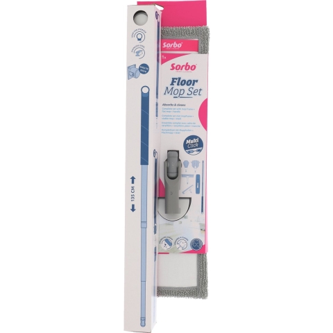 Sorbo Floor Mop Set - RVS Steel - Microvezel Dweil - Steel 135 cm