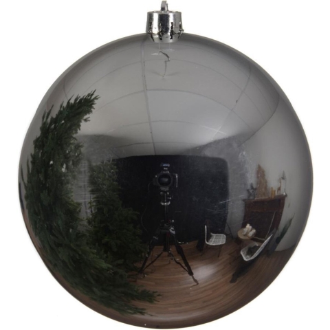 Kerstbal plastic glans 250mm zilver - Ksd