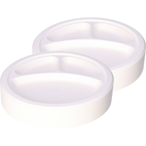 DEPA fondue/gourmet borden - 100x - 3-vaks - wit - D26 cm -