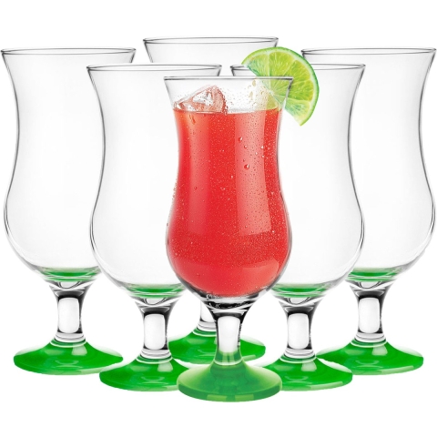 Cocktail glazen - 6x - 420 ml - groen - glas - pina colada glazen -
