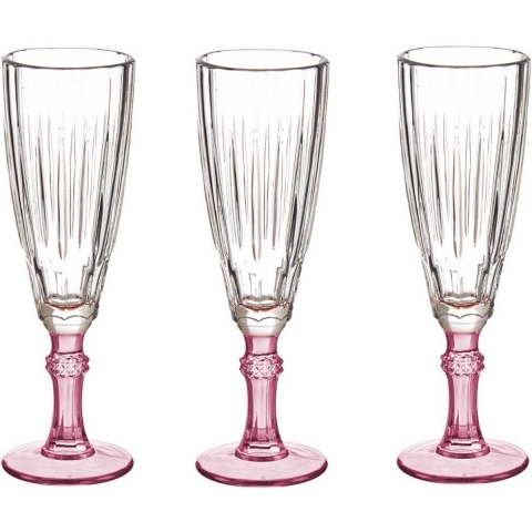 Luxe Exotic Collection Champagneglazen set 6x stuks op roze voet 170 ml -
