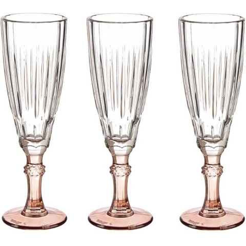 Luxe Exotic Collection Champagneglazen set 6x stuks op brons voet 170 ml -
