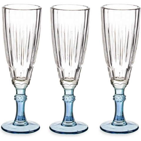 Luxe Exotic Collection Champagneglazen set 6x stuks op blauw voet 170 ml -