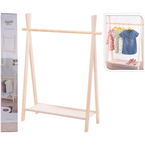 H&S collection Kledingrek - voor kinderen - hout - 80 x 100 cm - kapstok -