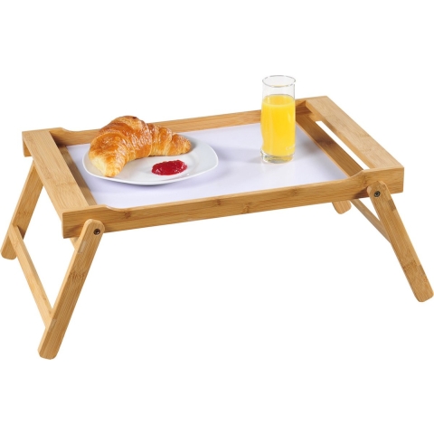 Kesper Bamboe houten dienblad - 33 x 55 cm - met inklapbare poten - Ontbijt op bed -