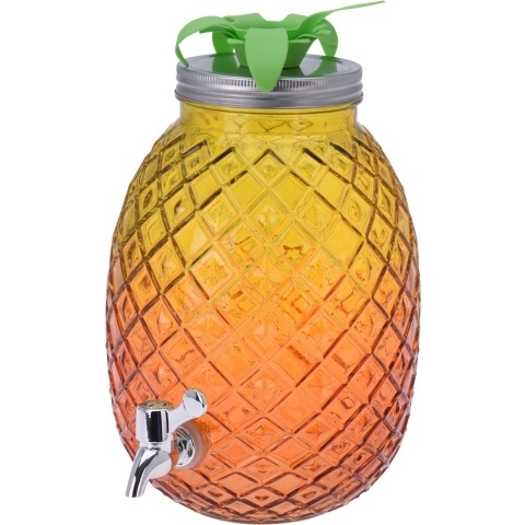 Glazen water/limonade/drank dispenser ananas geel/oranje 4,7 liter -