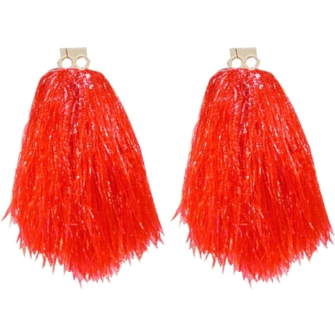 Cheerball/pompom - 6x - rood - met ringgreep - 33 cm - cheerleader verkleed accessoires -