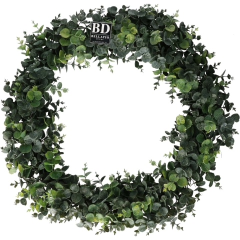 Kunst krans/deurkrans Eucalyptus - 56 cm - groen - kunstplant krans - voordeur -