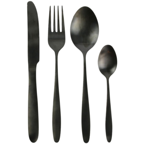 Bestekset Tableware Collection - 16 delig - zwart - RVS - 4 personen -