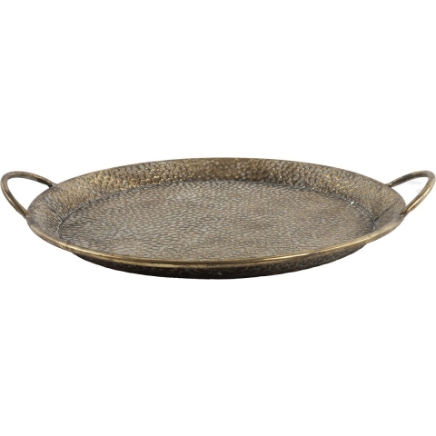 Dienblad/serveer tray Monaco - metaal/nikkel - brons - Dia 33 x 6 cm -