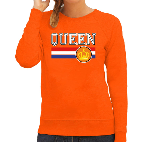 Queen sweater oranje voor dames - Koningsdag truien S -