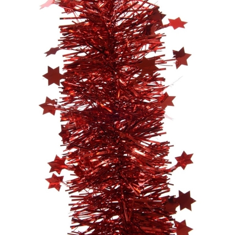 5x Kerst rode sterren kerstslingers 10 x 270 cm kerstboom -