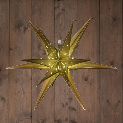 Verlichte 3D kerstster - goud - 60 cm - kunststof - op batterijen -