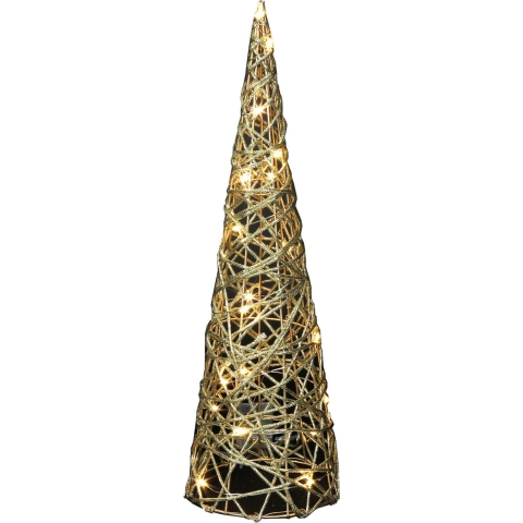 Countryfield LED kegel kerstboom lamp - goud - 30 leds - 60 cm - met timer -