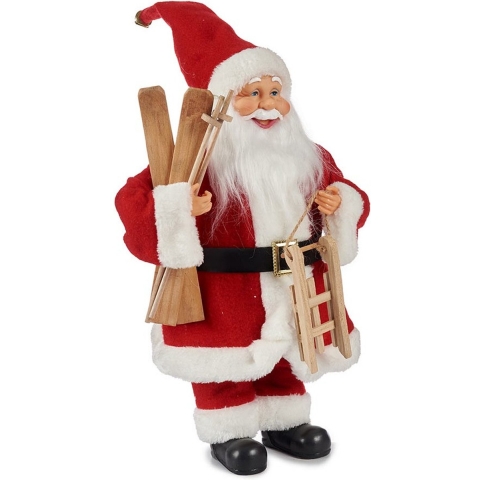 Kerstman decoratie pop - L22 x B17 x H40 cm - polyester - staand - kerst figuur - beeld -