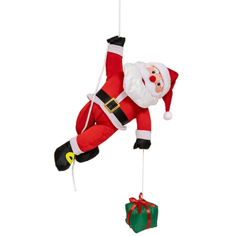 Decoratie kerstman pop - hangend?aan touw - H60 cm - Kerst figuur -