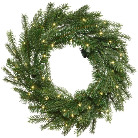 Kerstkrans Grandis krans boom h80 cm-80L groen/wit - Everlands