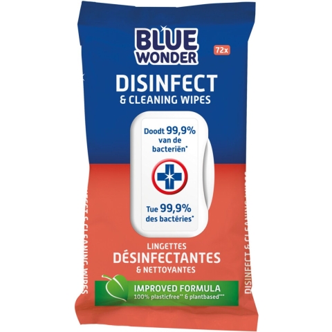 2x Blue Wonder Desinfectie Reiniger Doekjes 72 stuks