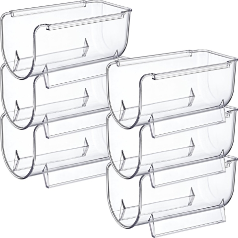 Flessenrek - koelkast organizer - 6x - stapelbaar - kunststof - wijnrek -