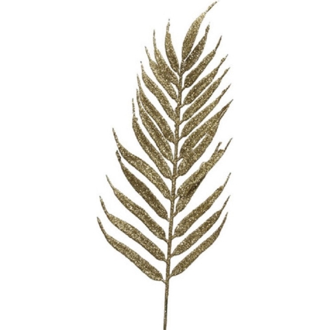 12x Gouden glitter bladeren/bladtakken kerstdecoratie 29 cm -