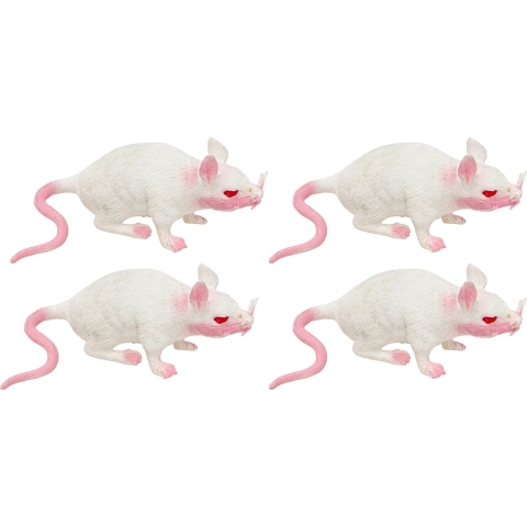 Stretchy nep rat 17 x 14 cm - 5x - wit - Horror/griezel thema decoratie -