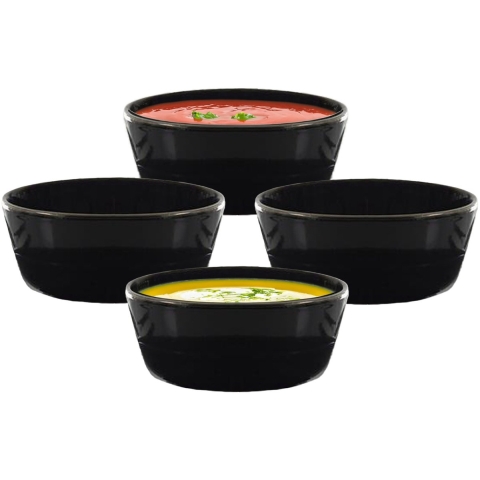 Soepkommen Kitchen Classics - zwart - 6x stuks - 14 x 7 cm - keramiek - soepkommetjes -