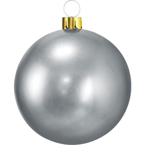 Mega grote decoratie kerstbal - 65 cm - zilver - opblaasbaar -