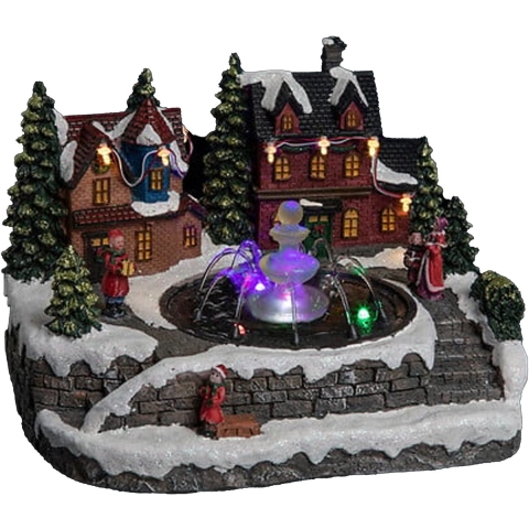 Kerstdorp kerst tafereel - huisjes - led verlichting - 25 cm -
