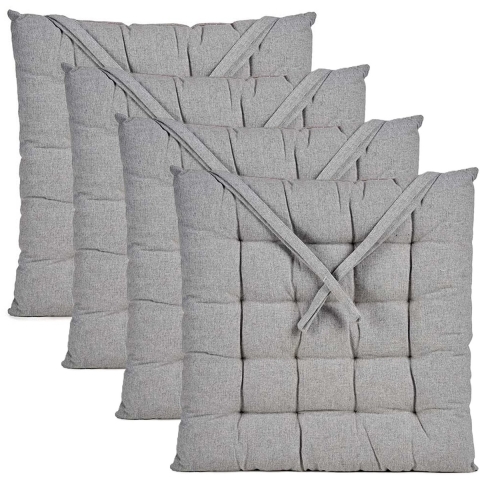 Stoelkussen Decorama - 4x - binnen/buiten - lichtgrijs - 40 x 40 x 5cm - polyester -
