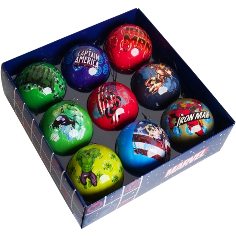 Box kerstbal plastic d7.5cm helden 9st - Kurt s adler