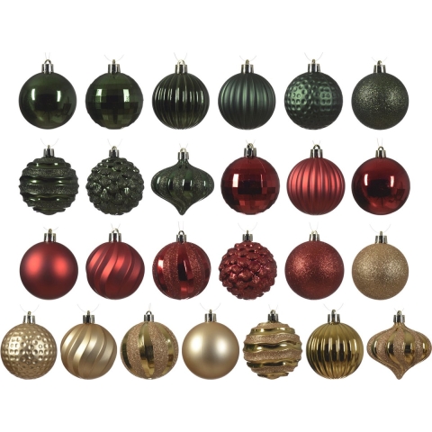 Mix kunststof d7 cm ass 30st kerst - Decoris