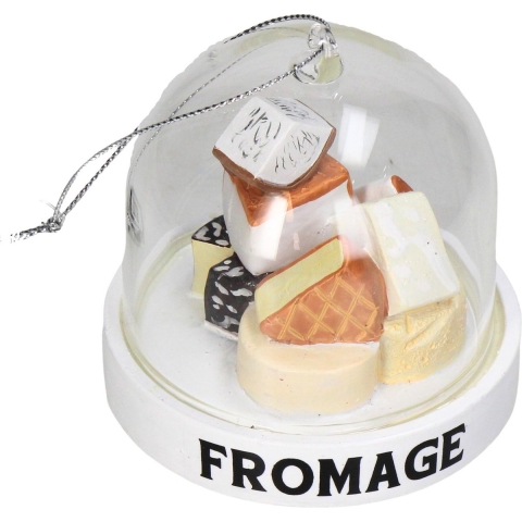 Ornament kerstbal Kaas Cloche Glas Wit 7.5 cm - Hd collection