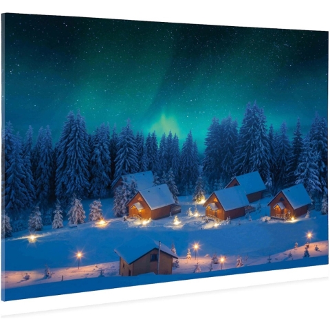 Achtergrond canvas led noorderlicht 76x56 cm - My village