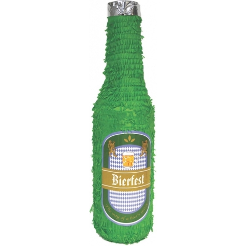 Bierfles pinata 75 cm - groen - papier - vullen met cadeaus -
