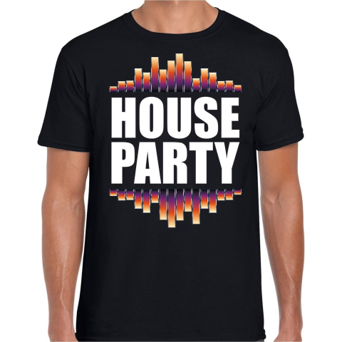 House party fun tekst t-shirt zwart heren S -