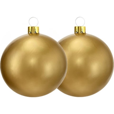 Mega grote decoratie kerstbal - 2x - 45 cm - goud - opblaasbaar -