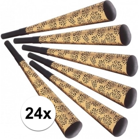 Oud en nieuw feesttoeters goud 24x stuks -