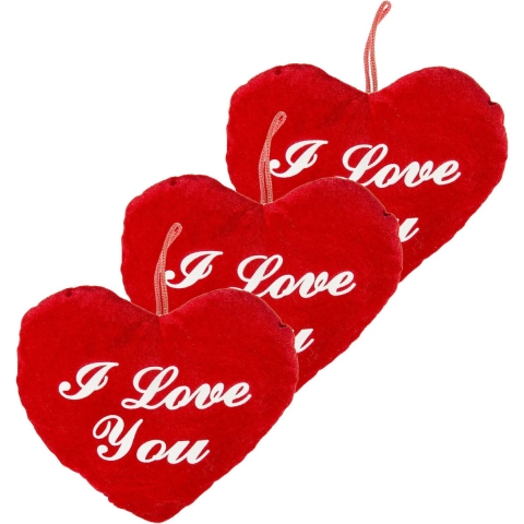 5x stuks pluche rood hart kussen I Love You 22 cm -