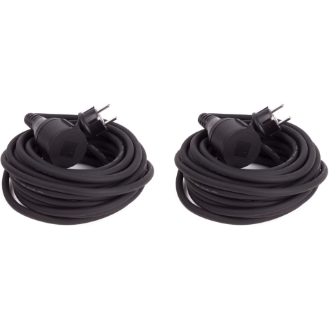 Verlengsnoer rubber - 2x - 10 meter - spatwaterdicht IP44 - 3500W - 3-polig -