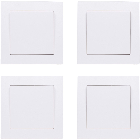 Wandcontactdoos - 4x - schakelaar - inbouw - wit - 80 x 80 mm - 250V AC/10A -