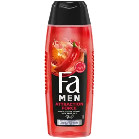 6x Fa Men Douchegel en Shampoo Attraction Force 250 ml