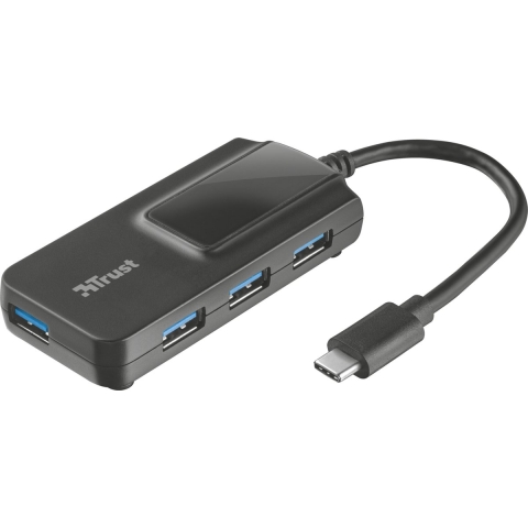 Trust Oila - USB Type C naar 4 Poorts standaard USB 3.1 Hub - Zwart