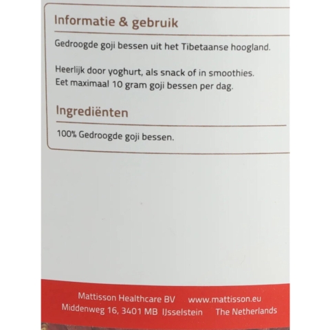 6x Mattisson Goji Bessen Droog 350 gr