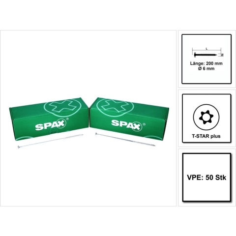 SPAX 251010602005 Houtschroef 6 mm 200 mm T-STAR plus Staal WIROX 50 stuk(s)