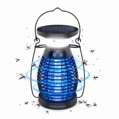 Vulpes Goods® Muggenlamp PRO - Elektrische Insectendoder - Oplaadbaar&Zonne-energie - Waterdicht - Bereik 200 m - Kleur Premium Black